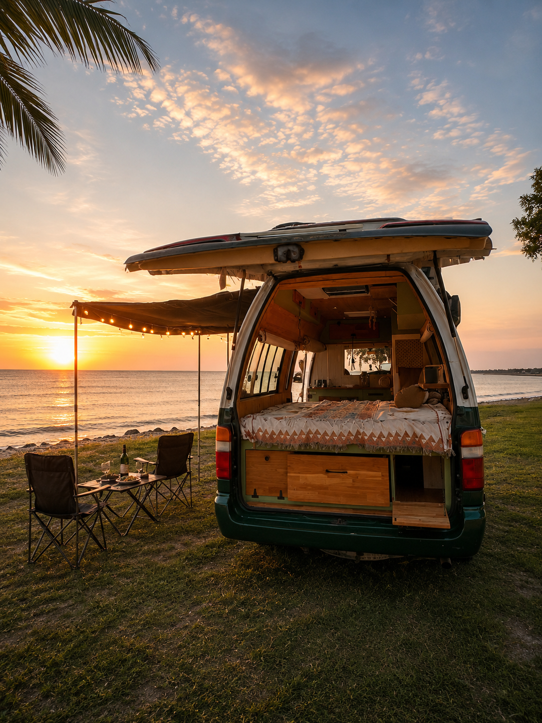 Camper teak cupboards and details